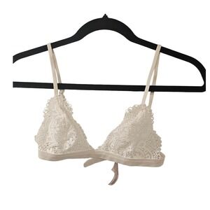 Victoria's Secret Lace Bralette Womens XS Cream Ivory Triangle Sheer Feminine